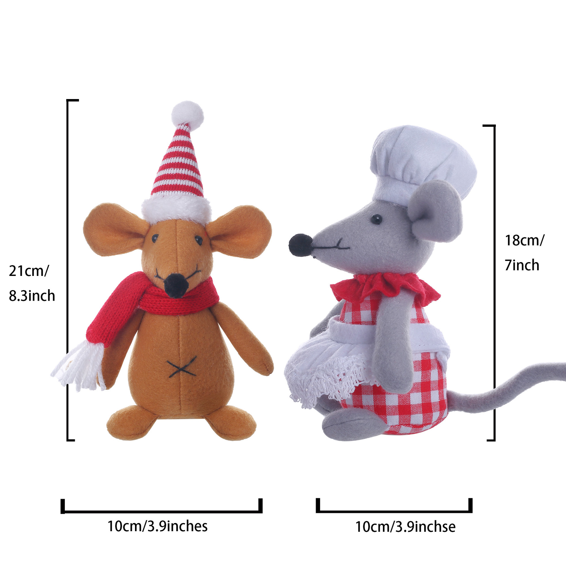 Navidad cuadrada tela muñeca de ratón de piernas largas muñecas de venta cruzada pareja muñeca de ratón decoración de Navidad