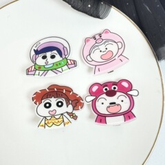 韩版彩色小新发夹发圈卡通亚克力专用发饰女孩掰掰夹可爱刘海夹女
