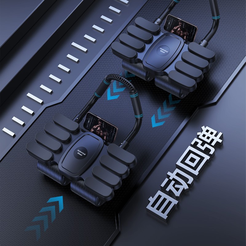 Rueda de construcción abdominal nueva 4 ruedas de tiempo ocho codos de apoyo abdominal auto rebote APP equipos de ejercicios deportivos conectados rueda de construcción abdominal