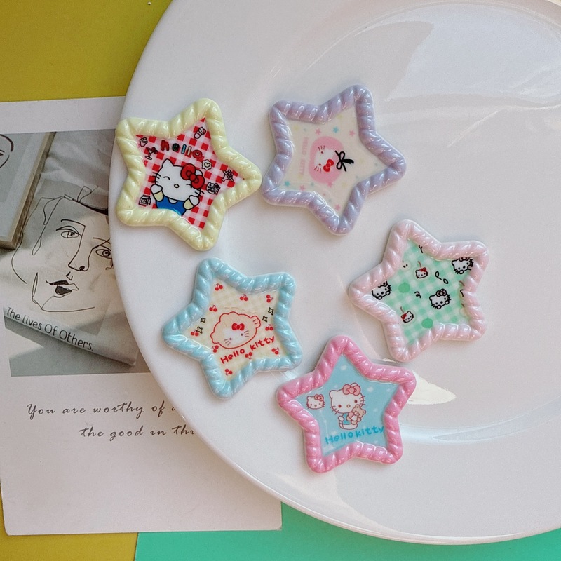 光沢のあるカラフルな甘い子猫五芒星アクセサリー diy クリーム接着剤携帯電話ケースヘアピン帽子バッグおもちゃ材料|undefined
