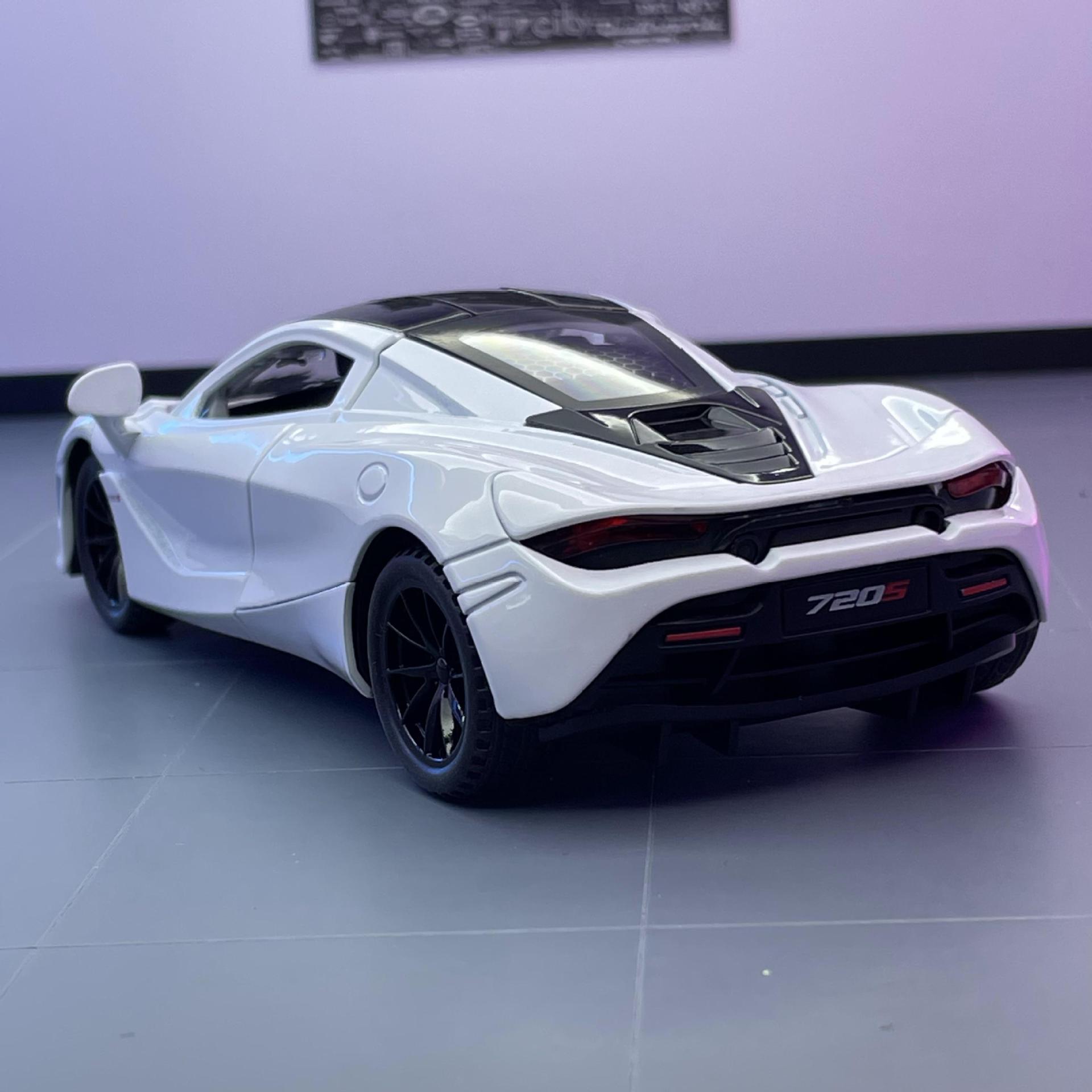 Weili aleación coche modelo 1:32 McLaren 720s coche deportivo sonido pull back luz juguete coche música modelo adornos