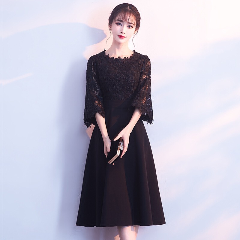 Black Evening Dress, Elegant New Style for Birthday Parties, Petite Dress, Can Be Worn Casually, Small Dress, Spring Elegance Black Evening Dress, Elegant New Style for Birthday Parties, Petite Dress, Can Be Worn Casually, Small Dress, Spring Elegance
