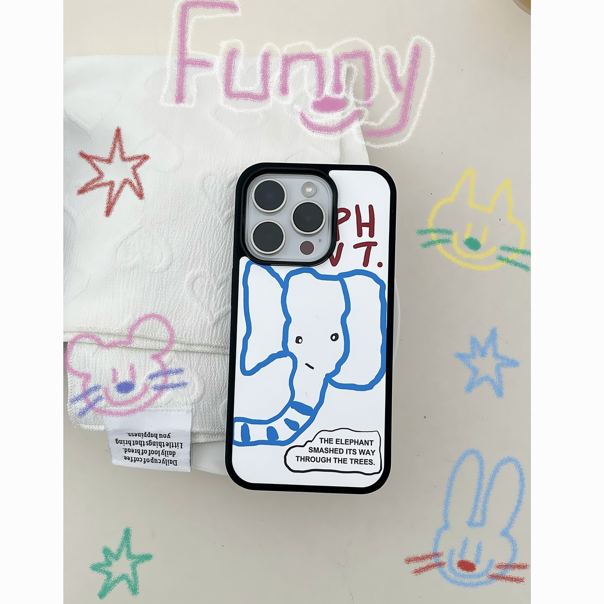 Dibujos animados de nicho Graffiti elefante para Apple 16ProMax funda para teléfono móvil 15Pro Hongos rojos 14/13 Mujer 15PM