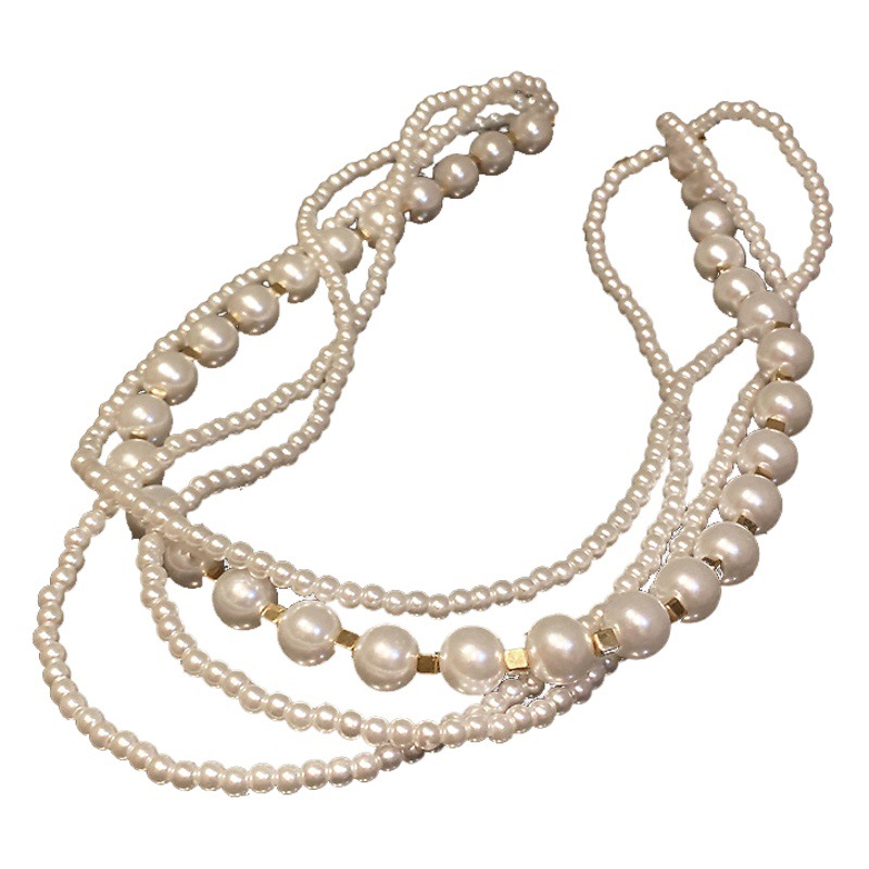 Corea del Sur Dongdaemun moda nuevo collar de perlas de múltiples capas collar de cadena de clavícula collar de personalidad exagerada Mujer al por mayor