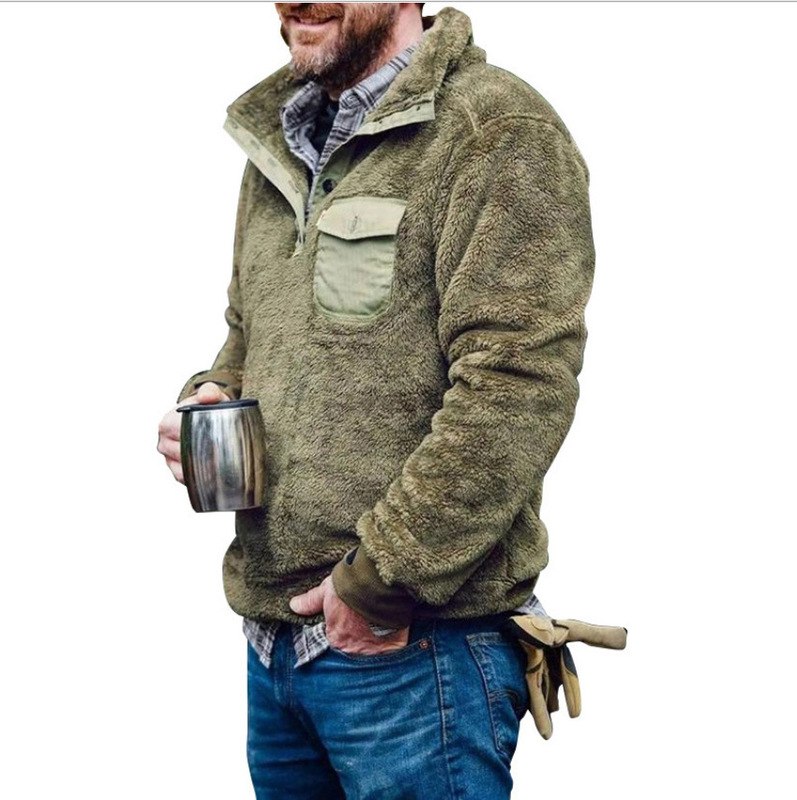 Manufacturer solid color men's cashmere sweater Amazon sweater cross-border 2020 Autumn and Winter new casual fleece thickened sweater