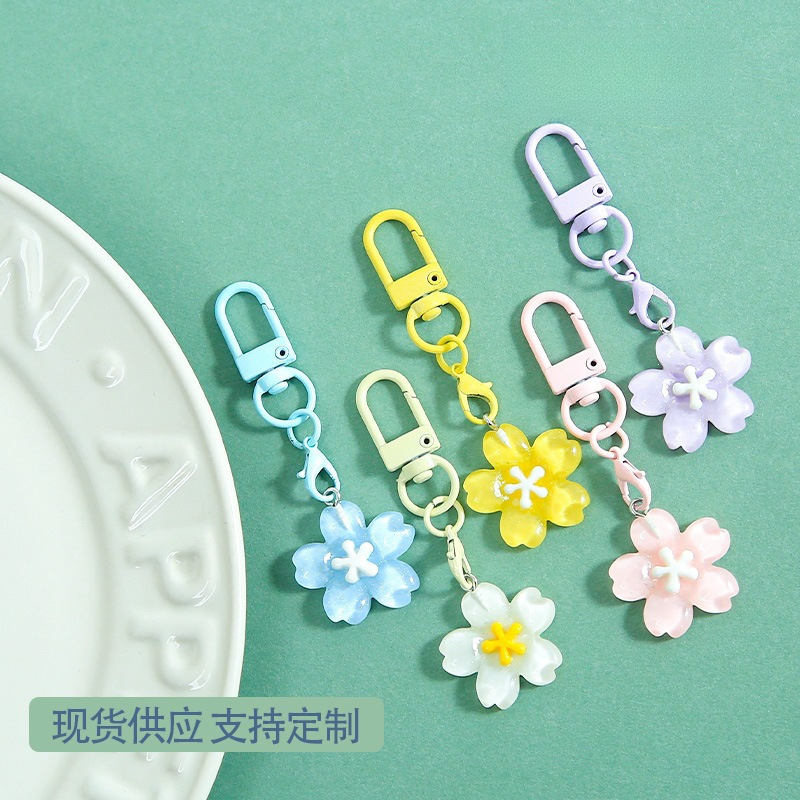 Candy-Colored Jelly Cherry Blossom Door Buckle Keychain DIY Handmade Bead Pendant Materials Gift Bag Accessories Wholesale Candy-Colored Jelly Cherry Blossom Door Buckle Keychain DIY Handmade Bead Pendant Materials Gift Bag Accessories Wholesale