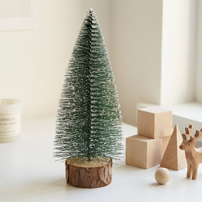 10 - 30cm mini pin pin árbol de Navidad decoración de escritorio decoración de Navidad pegajosa punto blanco flocado pequeño árbol de Navidad image 3