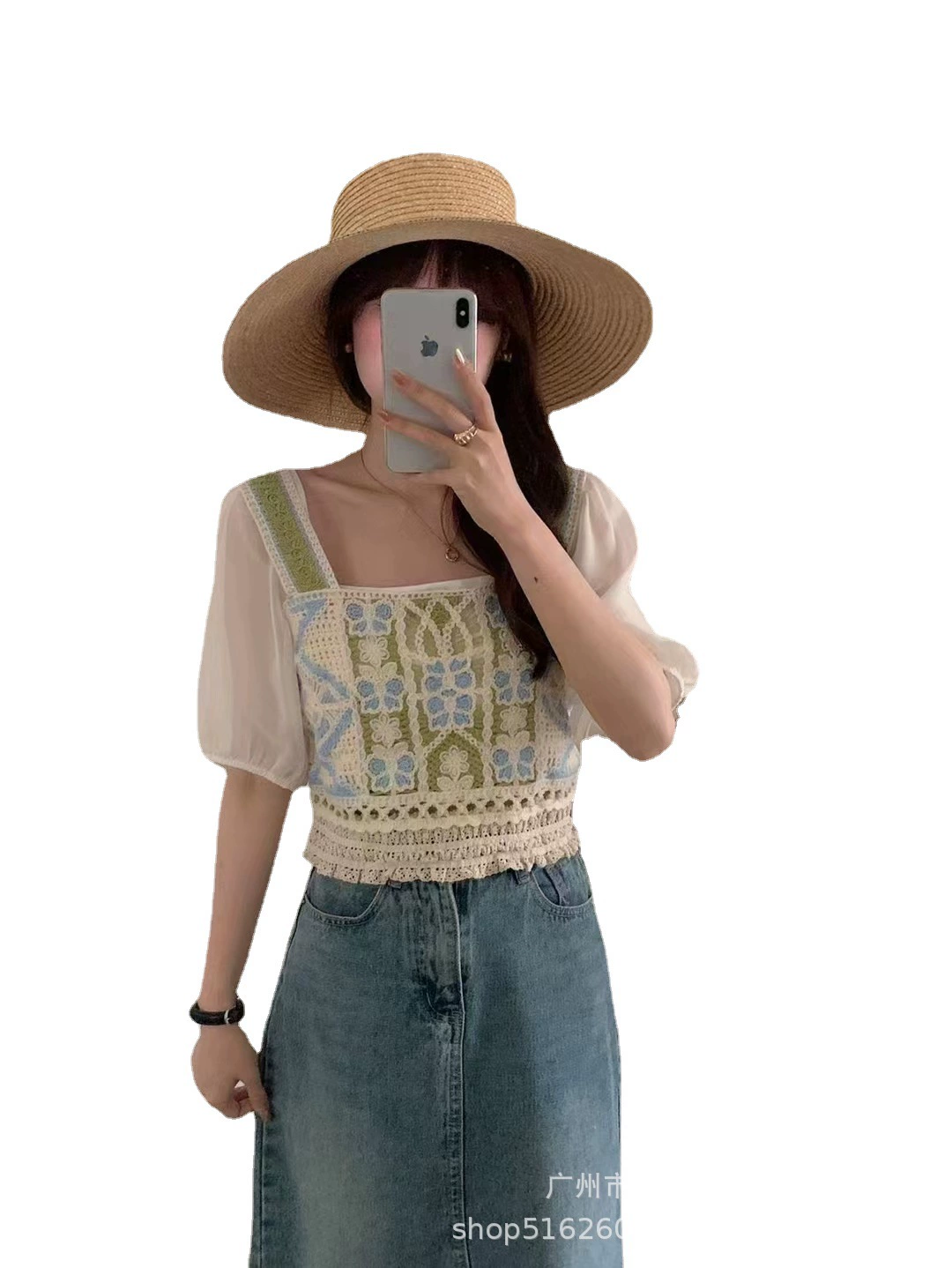 Knitted short shirt, french style, Chanel style, with short sleeve, loose fit