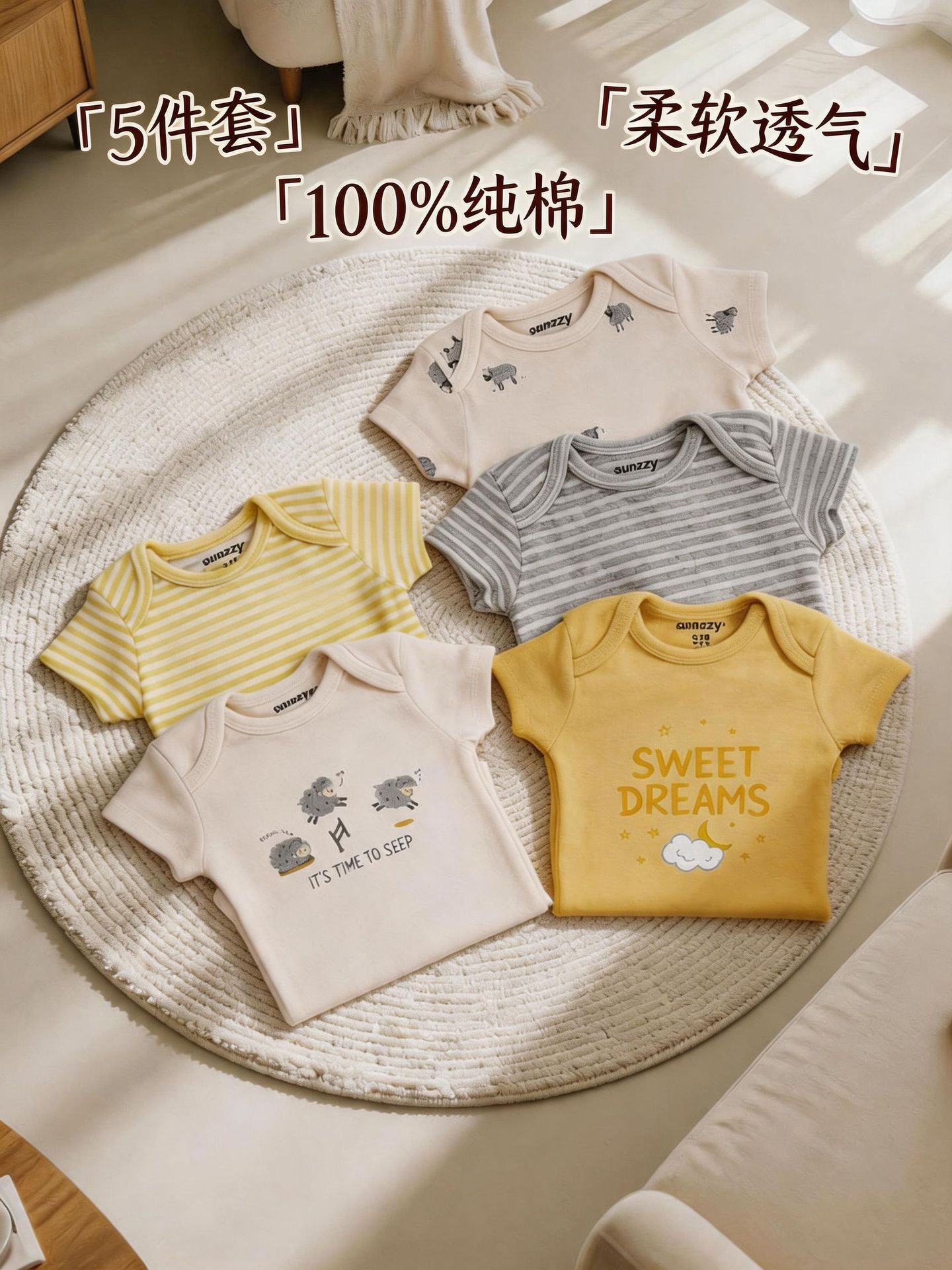 Bebés y bebés Sunnozy comercio exterior lindos mangas cortas chaqueta de triángulo conjunto de escalada fábrica al por mayor