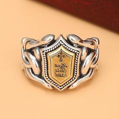 Silver ring with a retro cross for men, punk style, unisex, index finger, fashionable silver jewelry