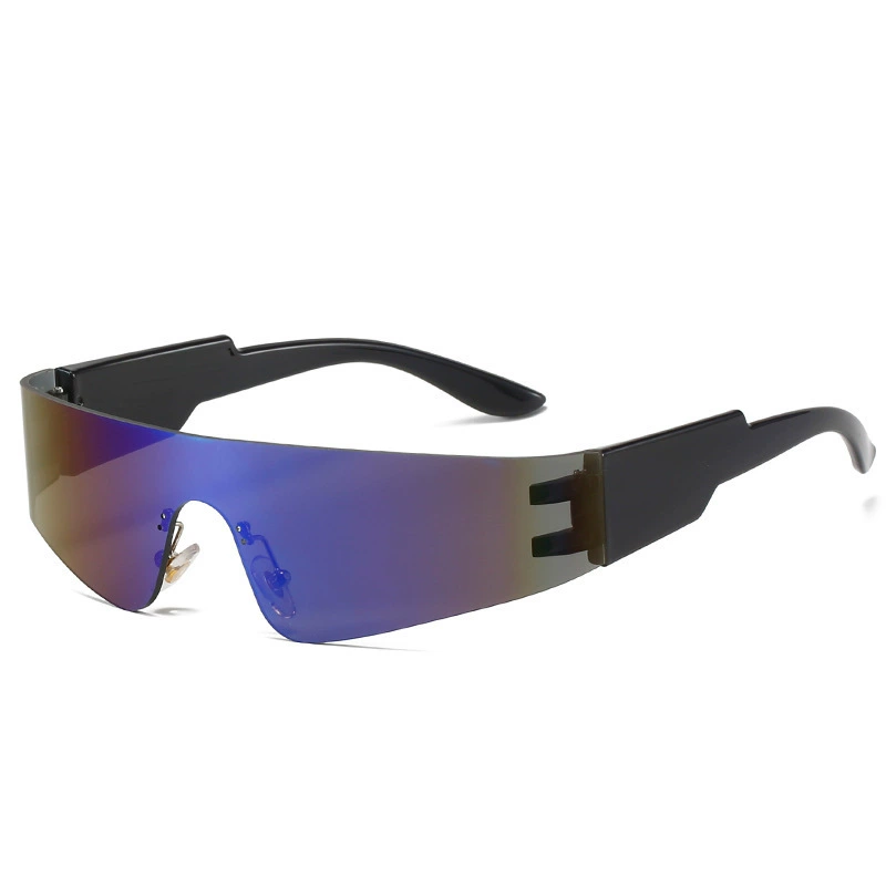 Monolithic Sunglasses Single-Lens, Geometric Punk Style, Solar-Reflective Lenses