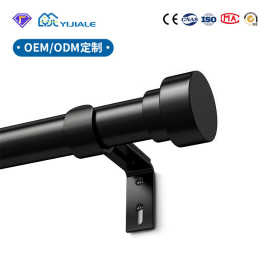 欧美罗马杆窗帘杆黑色单杆双杆顶装轨道工业风杆子打孔重型加厚