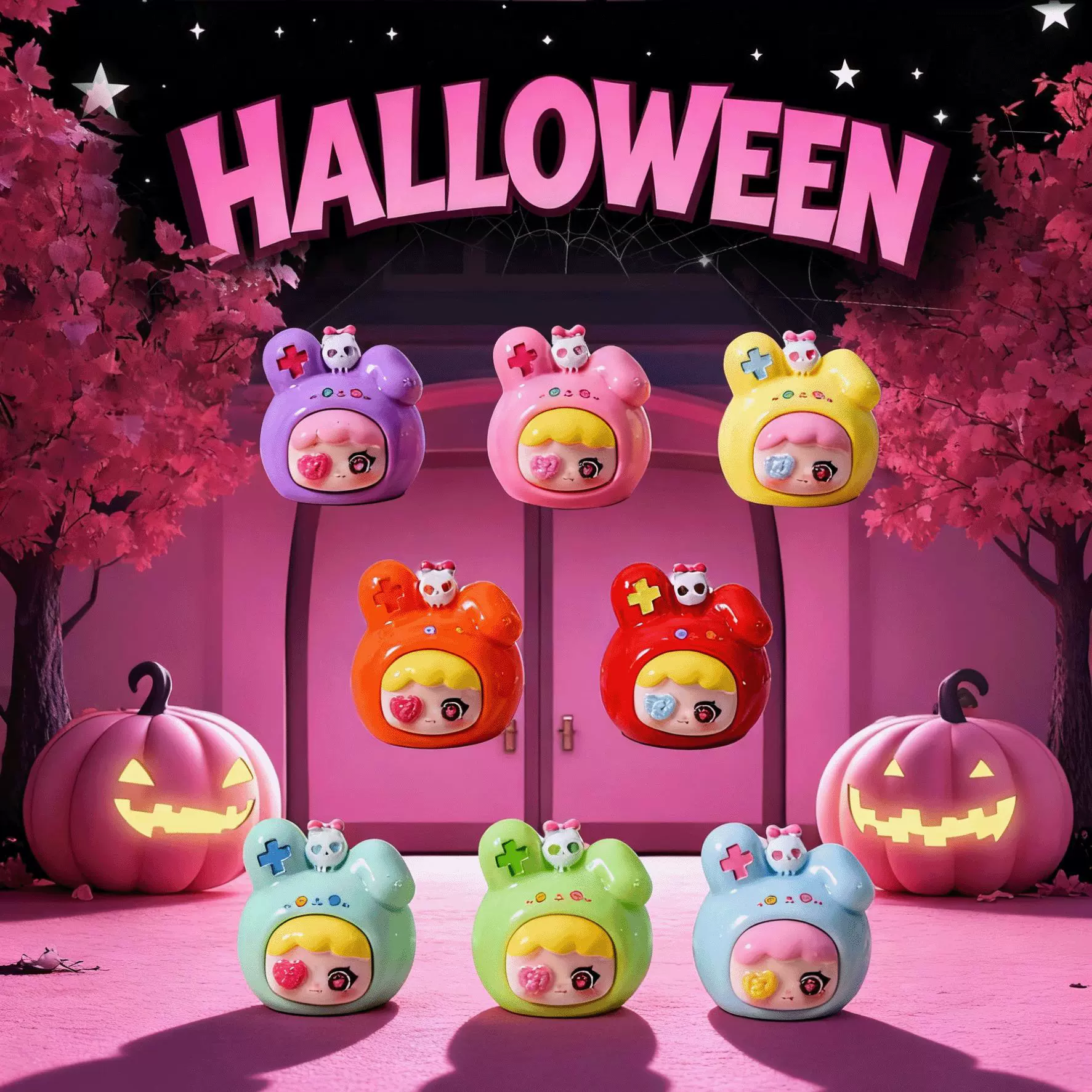 跨境新品万圣节甜酷风兔子萌粒盲袋配件 diy装饰品桌面小摆件批发