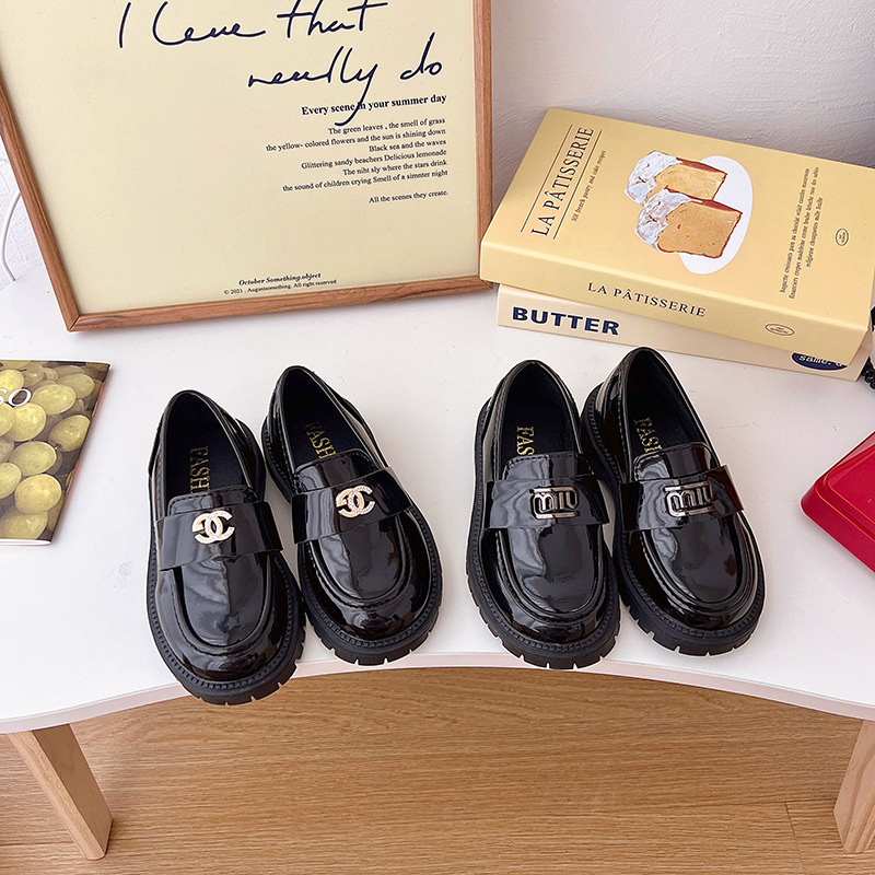 Casual and Versatile Children's Toe-Toe Thick-Soled Soft-Soled Small Leather Shoes for Small and Medium-Sized Children, New Foreign Trade Wholesale Dropshipping