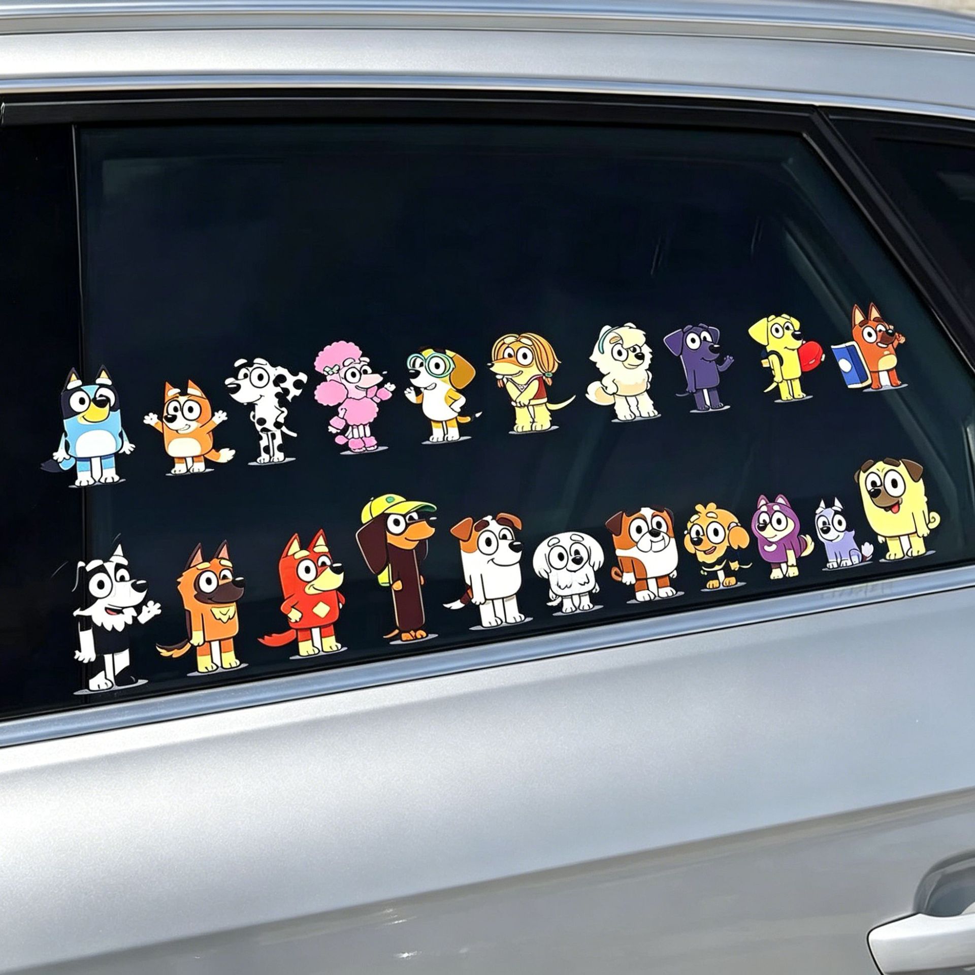 Cartoon Children's Fun Bluey Stickers Car Window Glass Decoration Car Stickers Electric Vehicle Motorcycle Scratch Cover Stickers