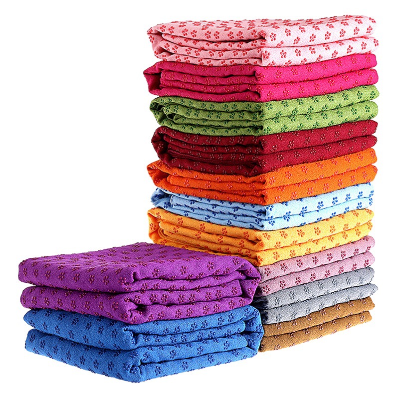 Washable Eco-Friendly Sweat-Absorbing Non-Slip Silicone Plum Blossom Granules Point Plastic Yoga Mat Spreading Towel Rest Blanket Towel Blanket