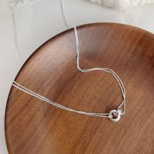 S925纯银极简风双环项链女小众设计感环环相扣双层百搭锁骨链