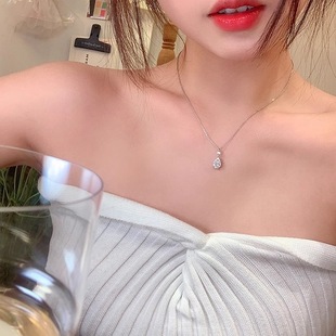 Water Drop 999 Sterling Silver Necklace Women's Light Luxury Niche 2025 New Pure Silver Pendant Silver Jewelry Birthday Gift