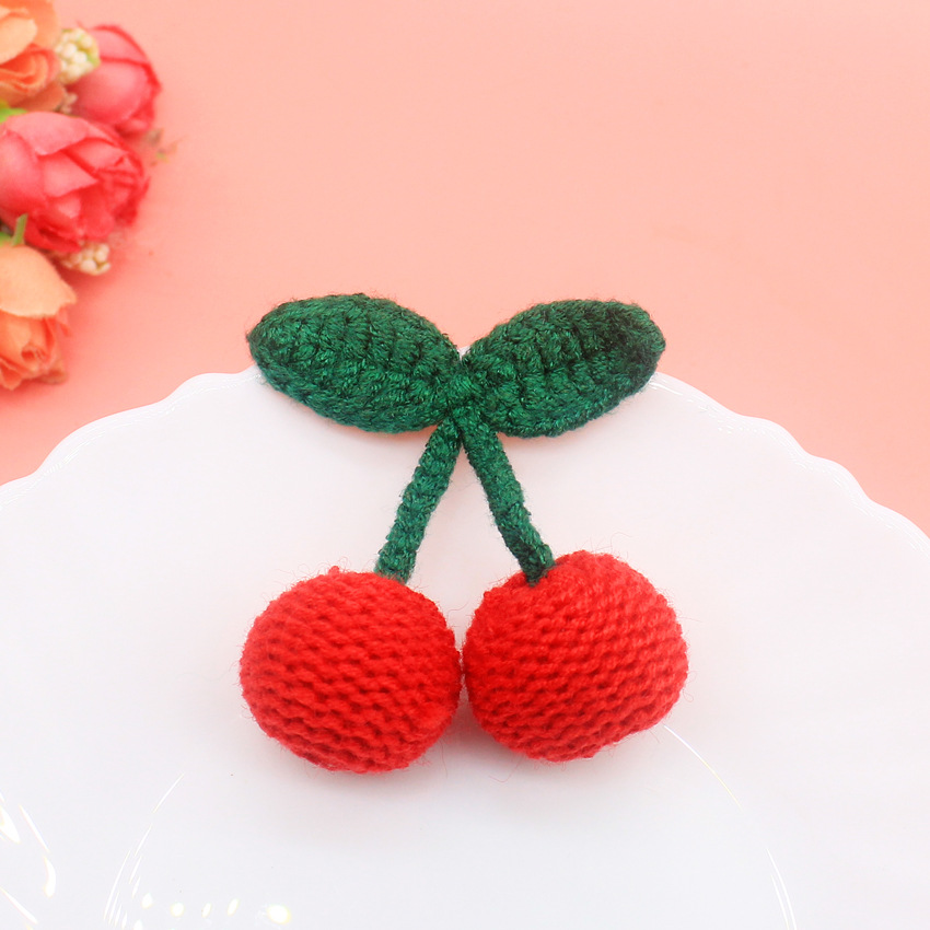 Accesorios de joyería de bricolaje Japón y Corea del Sur nuevo hilo de lana 2.5 cerezas lindas cerezas pendientes de hoja verde pendientes accesorios colgantes