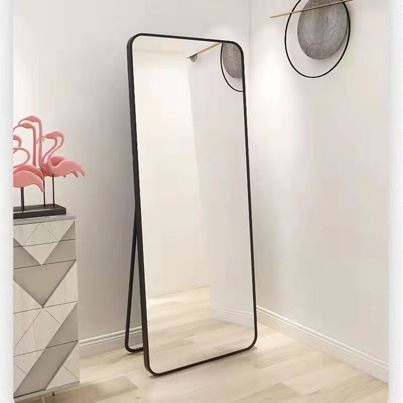 Espejo corporal de piso a techo Espejo de cuerpo a cuerpo para el hogar Espejo de ajuste simple Dormitorio de estudiantes Tienda de ropa Red de celebridades Fábrica de espejos de esquina redonda
