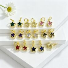 铜镀18k保色五角星小吊坠DIY星星挂件饰品配件女手链项链手工材料