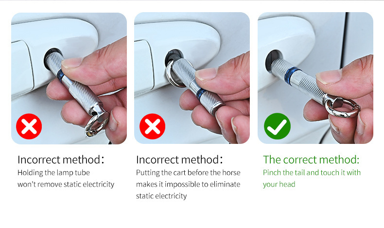 Car anti-static keychain, electrostatic eliminator, human body static discharge device, multifunctional electrostatic discharge rod