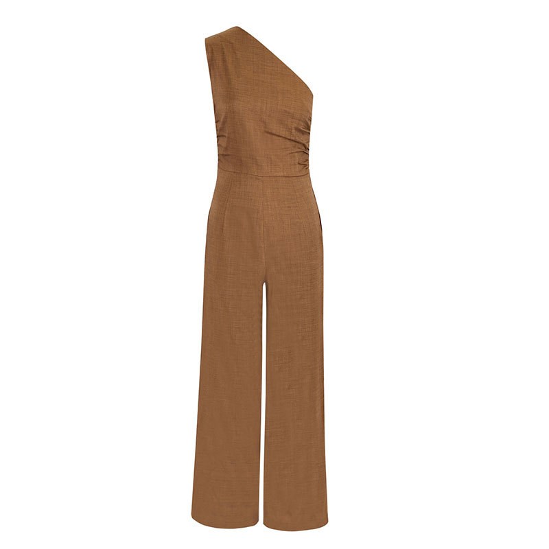 AD545 Amazon transfronterizo nueva moda sexy hombro inclinado cintura temperamento elegante piernas anchas cómodas unidas mujeres