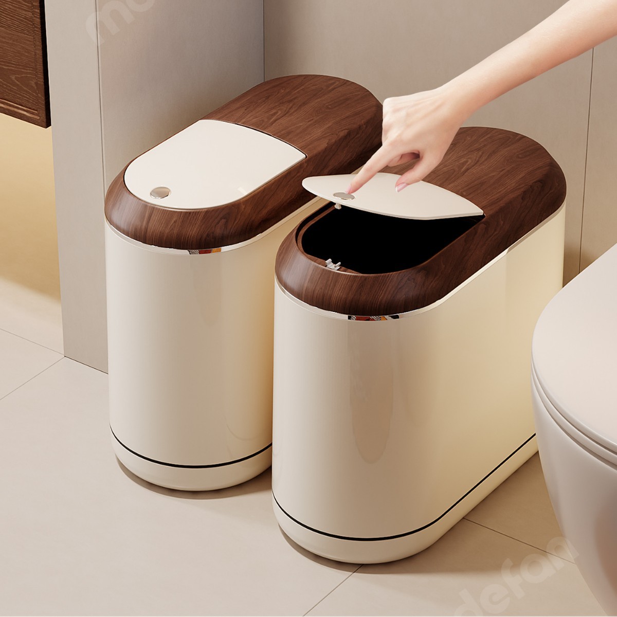 High-Quality Bathroom Narrow Gap Trash Can with a Vintage Style for Home Use in the Living Room or Toilet, Large Capacity with Lid and Wheels
