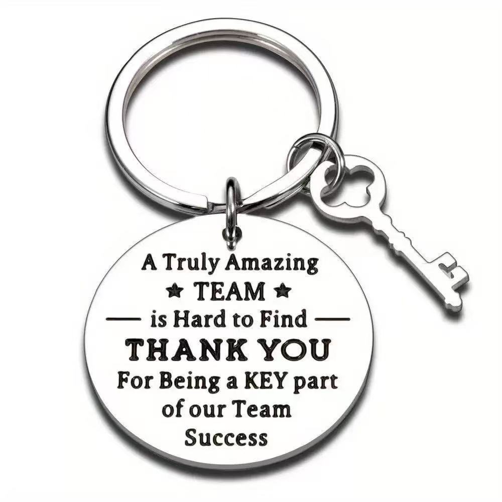 New Cross-Border Hot-Selling Key Accessories, Stainless Steel Keychain, European and American Inspirational Thank-You Premium Gift