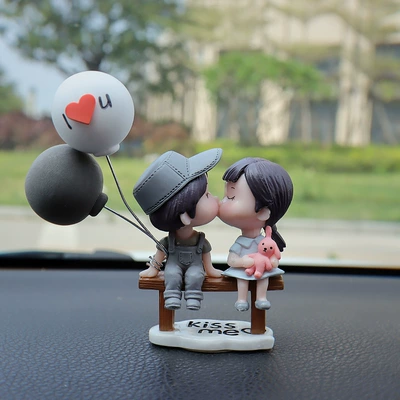 2026 Car Ornaments for the: Car ornaments - gray-couple-balloon-sunscreen-base