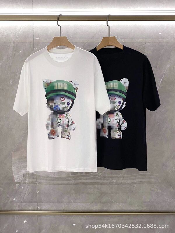 トレンドブランド Gjia Gjia ライトニングベア Tシャツ 夏 プリント ラウンドネック ゆったり 半袖 男女 カップル 親子スタイル|undefined