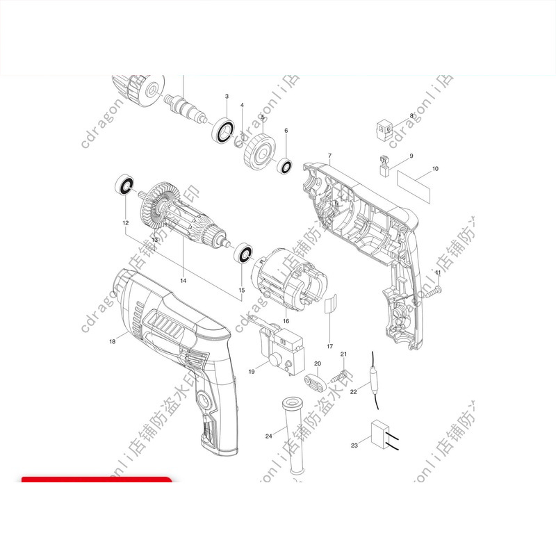 原装牧田M6002手电钻配件转子定子开关机壳碳刷齿轮零件