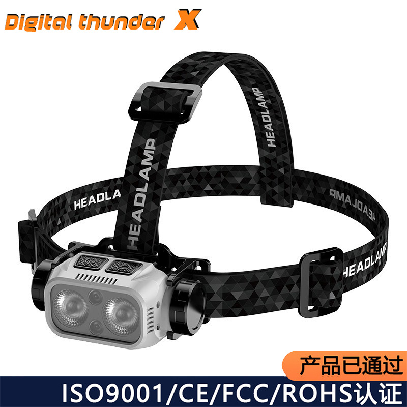 Lámpara de cabeza calva fuerte larga duración de la batería superbrillante carga inductiva LED iluminación portátil linterna al aire libre pesca nocturna ligera portátil