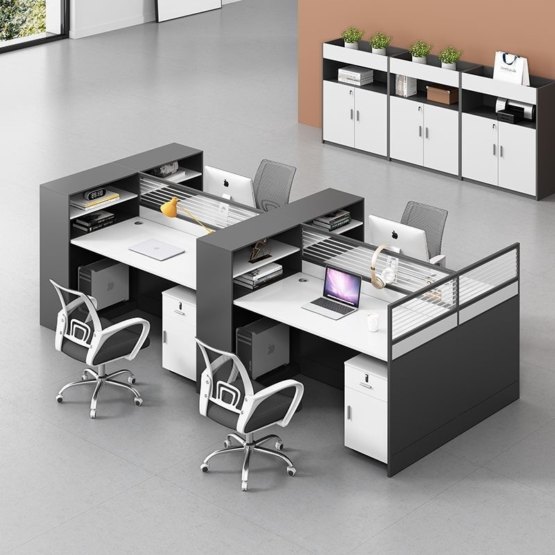 Staff Office Desk and Chair Set for 6 People, Simple Modern Office Partition, Single-Person 4-Person Partition Computer Workstation Desk