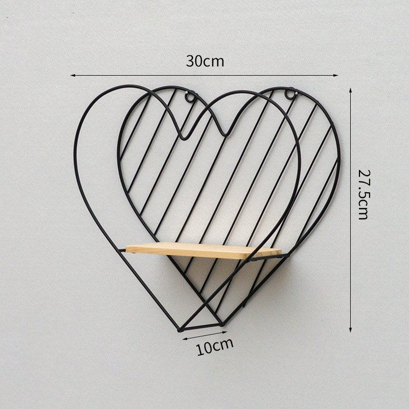 Estante Decorativo de Pared de Hierro y Madera Estilo Nórdico para Sala de Estar