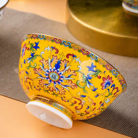 JUD5珐琅彩饭碗陶瓷碗家用2024新款宫廷吃饭面碗骨瓷中式餐具