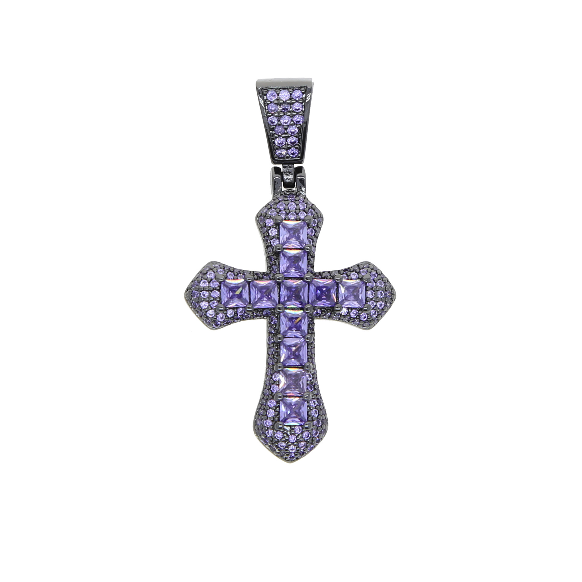 Men'S Gender Inlay Design Hip-hop Punk Cross Copper Inlay Zircon Men's Pendant Necklace