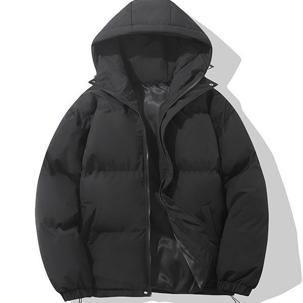 Ropa de algodón para hombre 2024 invierno nuevo estilo suelto con capucha color sólido grueso cálido grueso pareja abrigo de pan abrigo de algodón