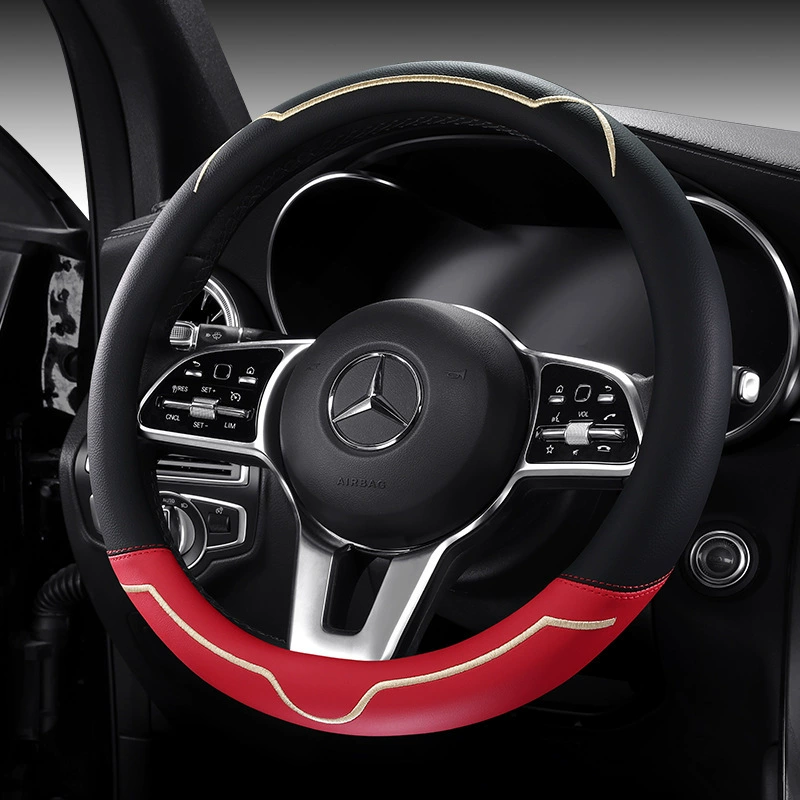 Новый чехол на руль автомобиля, универсальный нескользящий чехол с кошачьими ушками D-типа, женский милый мультяшный чистый красный чехол для ручки автомобиля