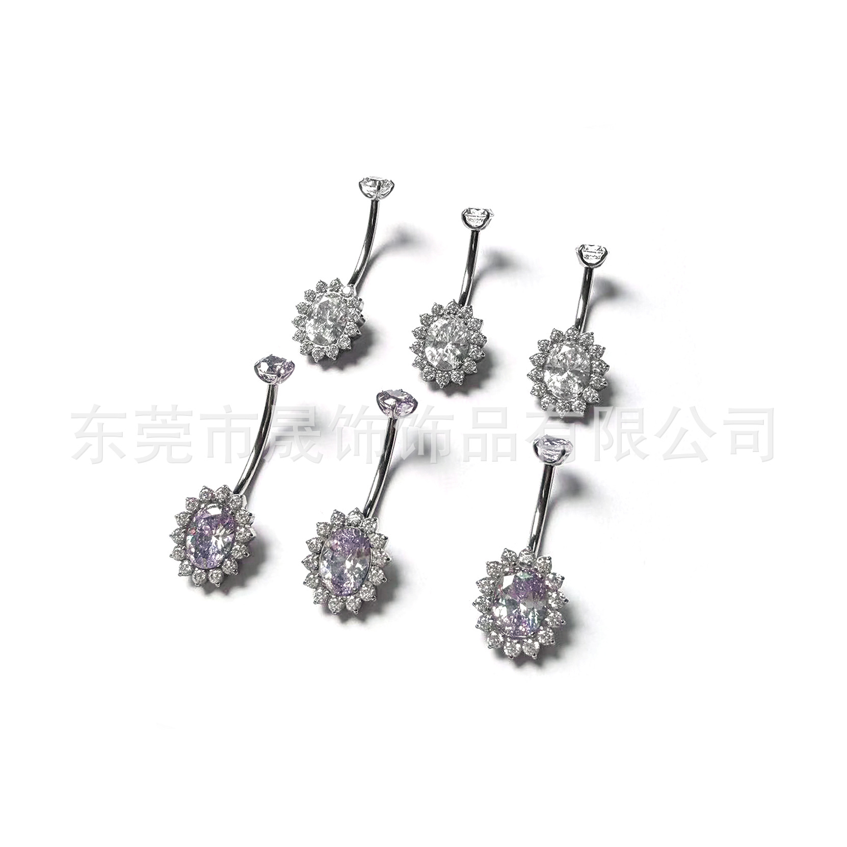 F136 Titanium Navel Ring 太阳 Flower 肚 Navel Ring Studded 5A Cubic Zirconia Navel Ring G23 Implant Grade Titanium Piercing Jewelry 脐饰