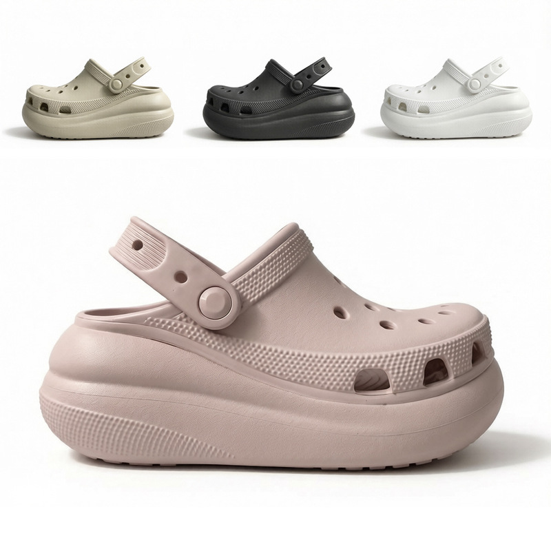 2026 Hot-Selling Summer Style Bai Jingting's Same Model Puff Hole Shoes for Women, Versatile Casual Thick-Soled Beach Platform Sandals
