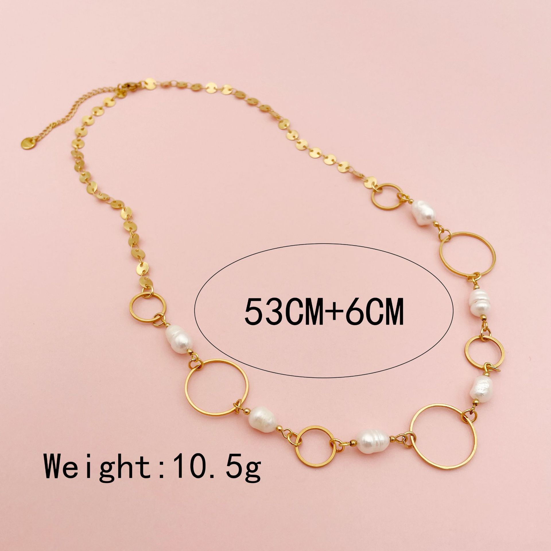 1 Piece Quantity Street Occasion Wholesale Jewelry Bohemian Printing 304 Stainless Steel Pearl 14K Gold Plated Pearl Plating Stainless Steel Necklaces