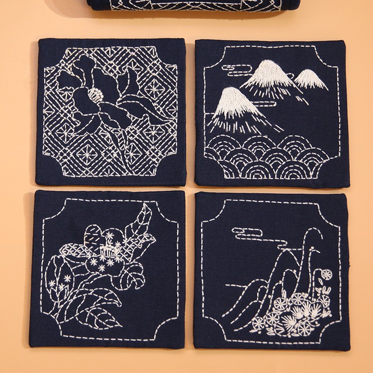 Bordado diy camelia estera de té estilo chino zen lu bordado hecho a mano diy estera de té de algodón y lino bordado tridimensional principiante bandera de té image 17