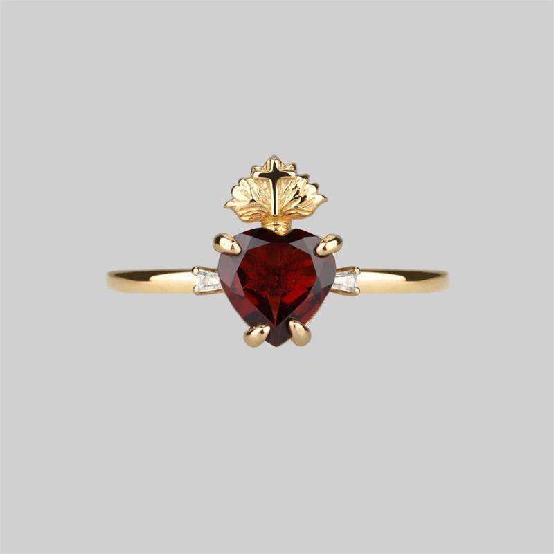 8g Weight Zircon Inlay Material Romantic Simple Style Cross Heart Shape Alloy Plating Inlay Zircon Women's Rings