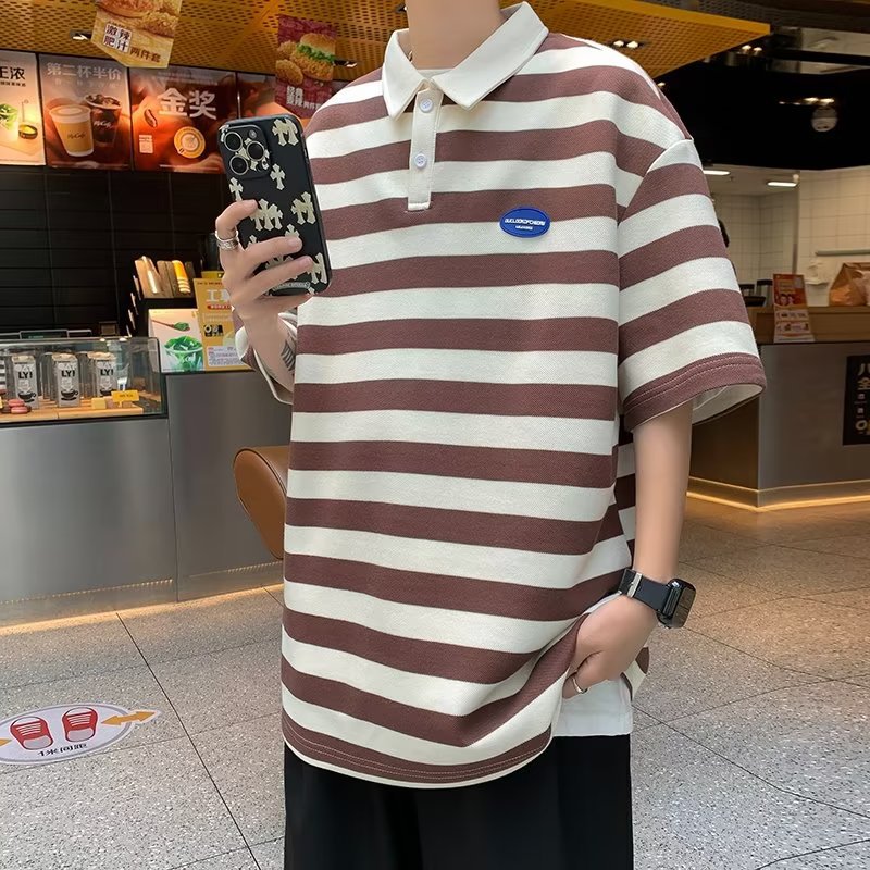 Camisa polo de manga corta con solapa Camiseta de verano de marca de moda para hombres Versión coreana de la tendencia delgada 2024 nueva camiseta de todo fósforo