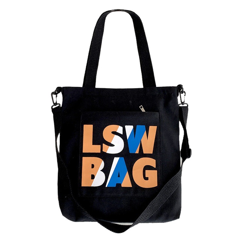 Online Red Western style ins Korean style national fashion college student tote bag class canvas bag men's and women's shoulder tote bag men's bag