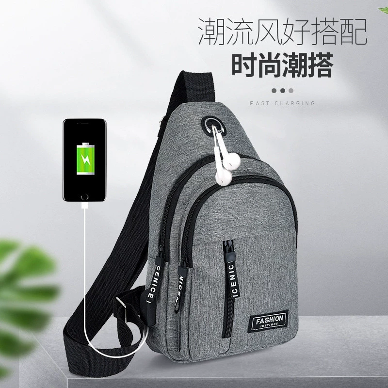 Fashionable chest bag, trend waterproof one-shoulder bag for leisure, oxford cloth, Korean style