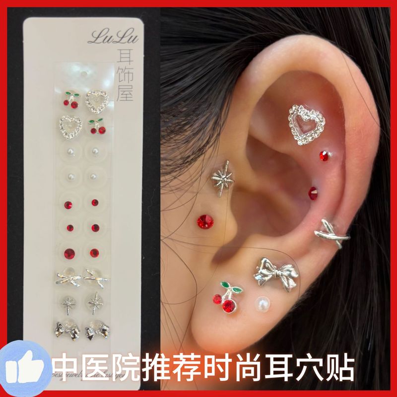 Fashionable Ear Acupoint Patch, Crystal Ear Acupoint Patch, Punch-Free Ear Patch, Magnetic Bead Massage, Stress Relief Ear Acupoint Patch Jewelry