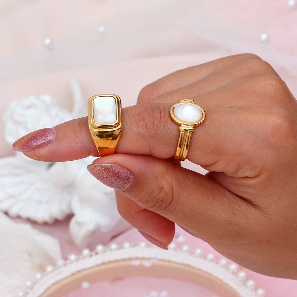 Fashion Round Square Stainless Steel Rings Plating Stainless Steel Rings