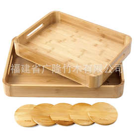 竹木托盘实木家用长方形茶盘水杯托盘 日式面包零食木托盘 烧烤盘